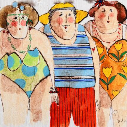 Peinture Martine, Benjamin, Louise par Colombo Cécile | Tableau Art naïf Acrylique, Aquarelle, Collage, Encre, Pastel Portraits