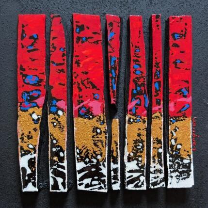 Peinture Bc7 impression rouge or blanc par Langeron Luc | Tableau Matiérisme Acrylique, Bois, Résine