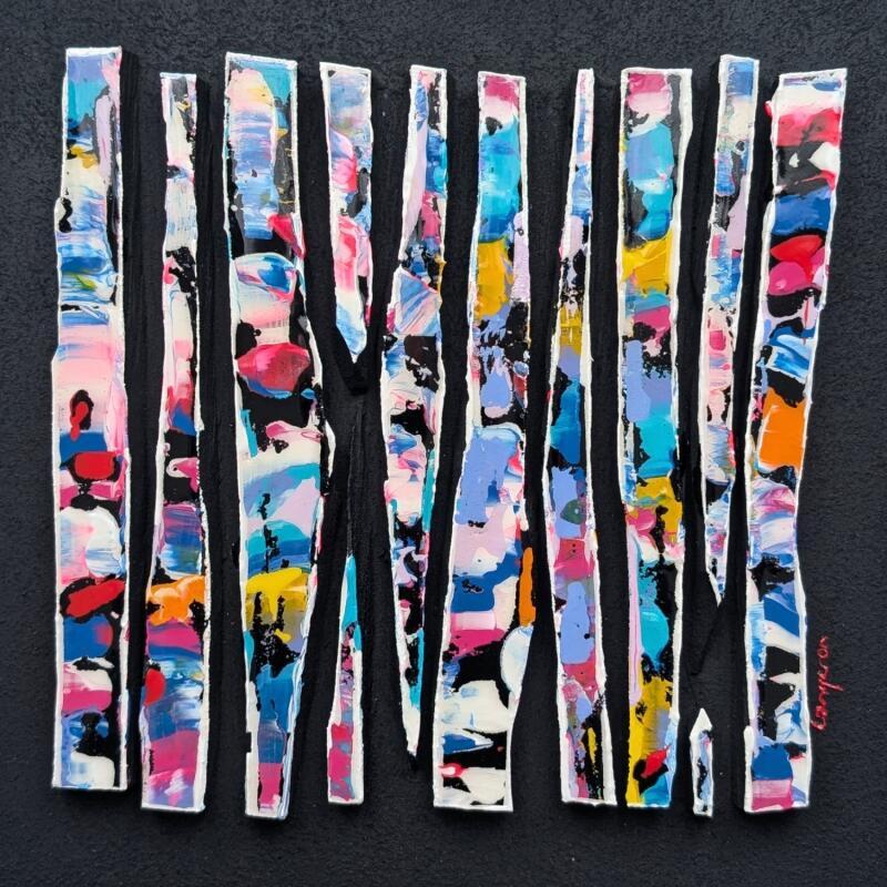 Painting Bc10 rip bleu rouge orange by Langeron Luc | Painting Subject matter Wood Acrylic Resin