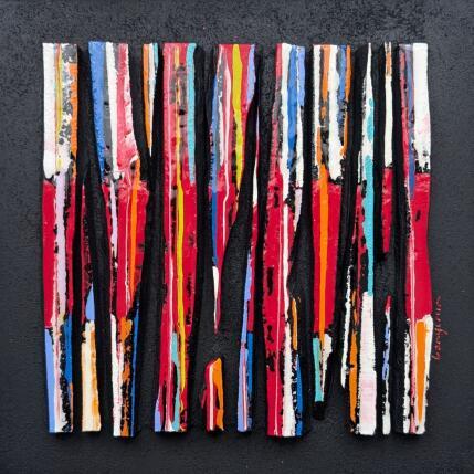 Peinture Bc11 street multi rouge bleu orange par Langeron Luc | Tableau Matiérisme Acrylique, Bois, Résine