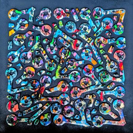 Painting Bandecolors multi rond by Langeron Luc | Painting Subject matter Acrylic, Resin, Wood