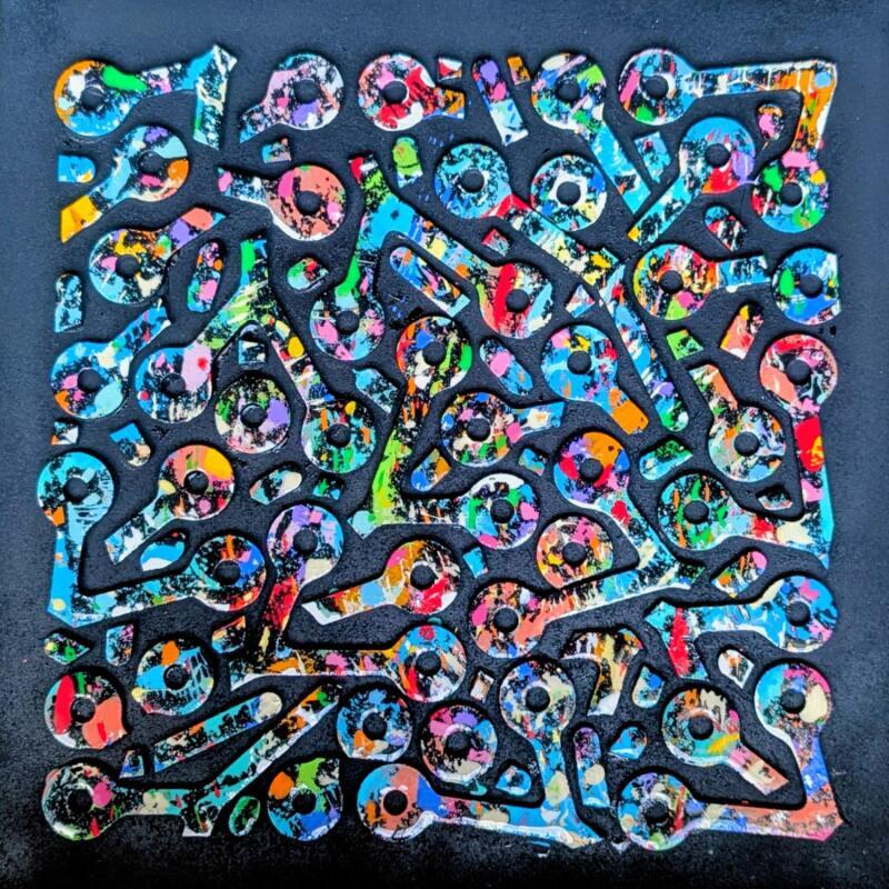 Painting Bandecolors multi rond by Langeron Luc | Painting Subject matter Wood Acrylic Resin