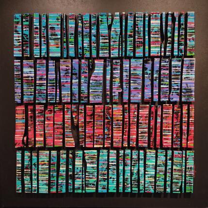 Painting B85 Fine 4 rouge Bleu ciel rouge Turquoise by Langeron Luc | Painting Subject matter Acrylic, Resin, Wood