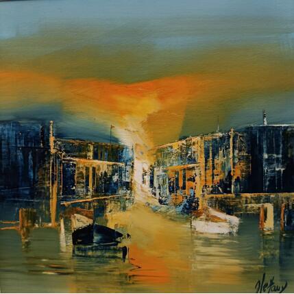 Painting Ciel orange by Héraud Alain | Painting Figurative Oil Marine