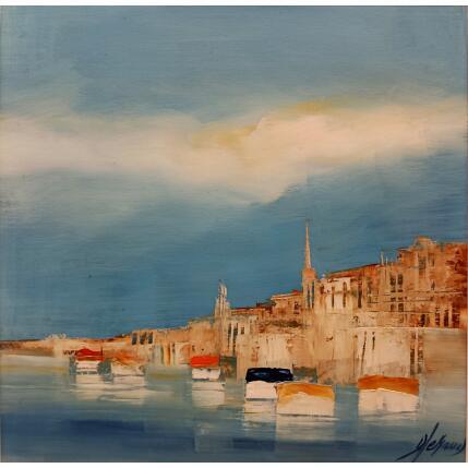 Painting Les deux bateaux jaunes by Héraud Alain | Painting Figurative Oil Marine