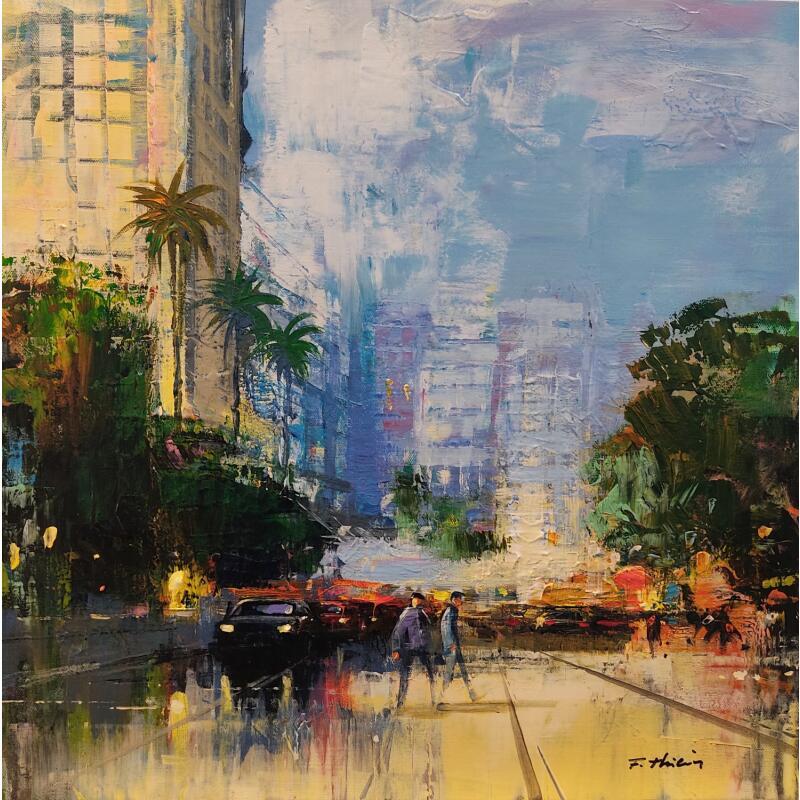Peinture Mandalay Bay Las Vegas par Frédéric Thiery | Tableau Figuratif Urbain Scènes de vie Architecture Acrylique