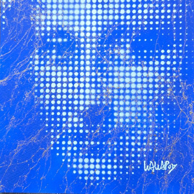 Peinture Mini Joconde bleu or par Wawapod | Tableau Pop-art Icones Pop Acrylique Posca