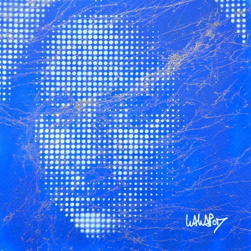 Peinture Joconde bleu or par Wawapod | Tableau Pop-art Icones Pop Acrylique Posca