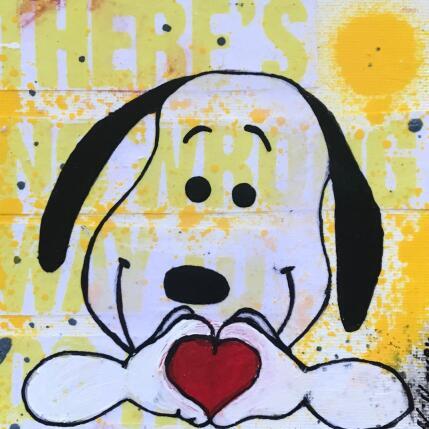 Peinture Snoopy love par Kikayou | Tableau Pop-art Acrylique, Collage, Graffiti Icones Pop