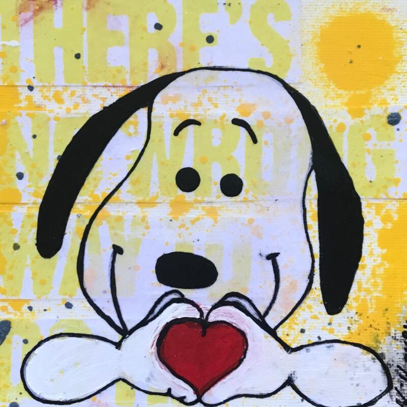 Painting Snoopy love by Kikayou | Painting Pop-art Pop icons Graffiti Acrylic Gluing