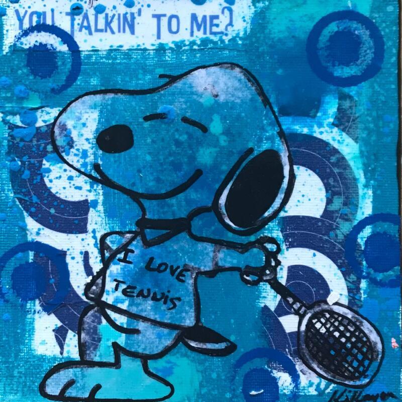 Gemälde Snoopy tennis von Kikayou | Gemälde Pop-Art Pop-Ikonen Graffiti Acryl Collage