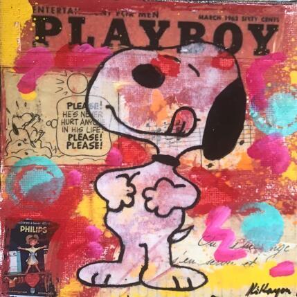 Peinture Snoopy play boy par Kikayou | Tableau Pop-art Acrylique, Collage, Graffiti Icones Pop