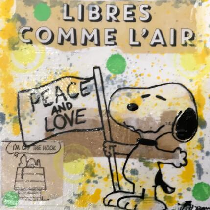 Peinture Snoopy peace par Kikayou | Tableau Pop-art Acrylique, Collage, Graffiti Icones Pop