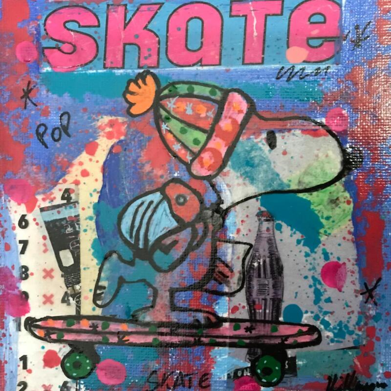 Peinture Snoopy skate par Kikayou | Tableau Pop-art Icones Pop Graffiti Acrylique Collage