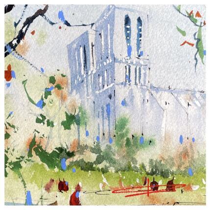 Peinture Notre Dame, ma belle  par Bailly Kévin  | Tableau Figuratif Aquarelle, Encre Architecture, Urbain