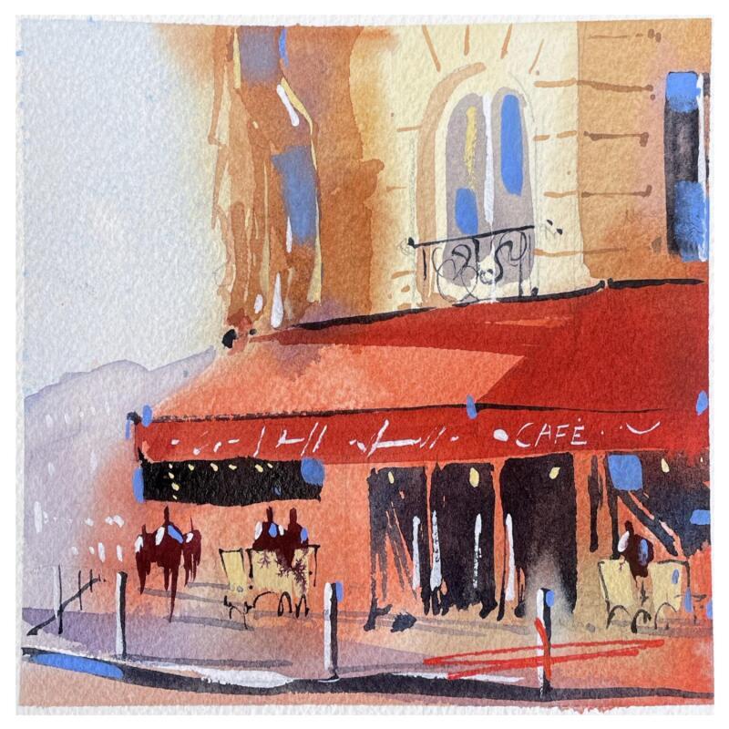 Gemälde Tu reprendras bien un kawa ? von Bailly Kévin  | Gemälde Figurativ Urban Architektur Aquarell Tinte