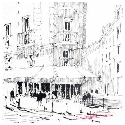 Peinture Noir et Blanc, Paris par Bailly Kévin  | Tableau Figuratif Aquarelle, Encre Architecture, Urbain