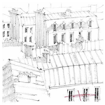 Peinture Toit, toit mon toit par Bailly Kévin  | Tableau Figuratif Aquarelle, Encre Architecture, Urbain