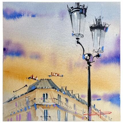 Painting ciel parisien by Bailly Kévin | Painting Figurative Ink, Watercolor Architecture, Urban
