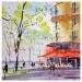 Pintura Place de café parisien por Bailly Kévin  | Pintura Figurativo Urbano Arquitectura Acuarela Ink