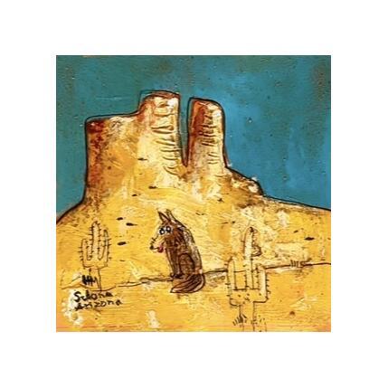 Painting Coyote in Golden Canyons by Maury Hervé | Painting Raw art Animals