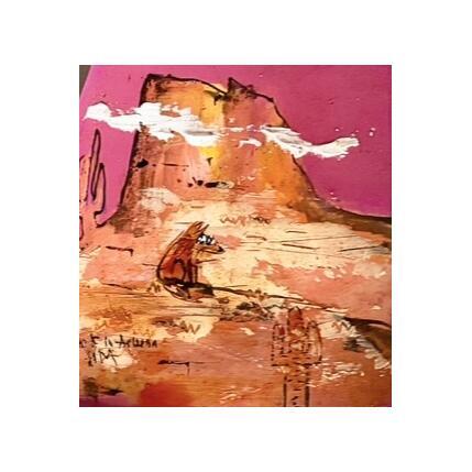 Painting Quiet coyote by Maury Hervé | Painting Raw art Animals