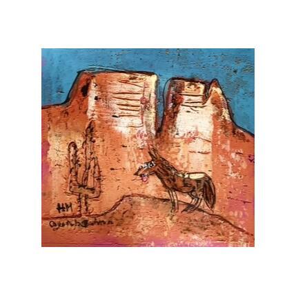 Painting Coyote in the rockies by Maury Hervé | Painting Raw art Animals