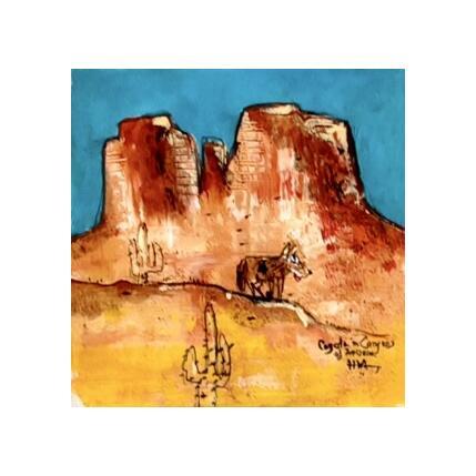 Peinture Happy coyote in the canyon par Maury Hervé | Tableau Art Singulier Animaux