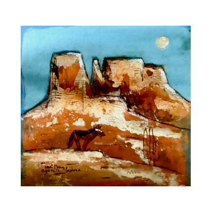 Peinture Coyote at night in AZ par Maury Hervé | Tableau Art Singulier Animaux