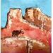 Painting Coyote's walk in the Canyons by Maury Hervé | Painting Raw art Animals