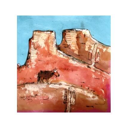 Peinture Coyote's walk in the Canyons par Maury Hervé | Tableau Art Singulier Animaux