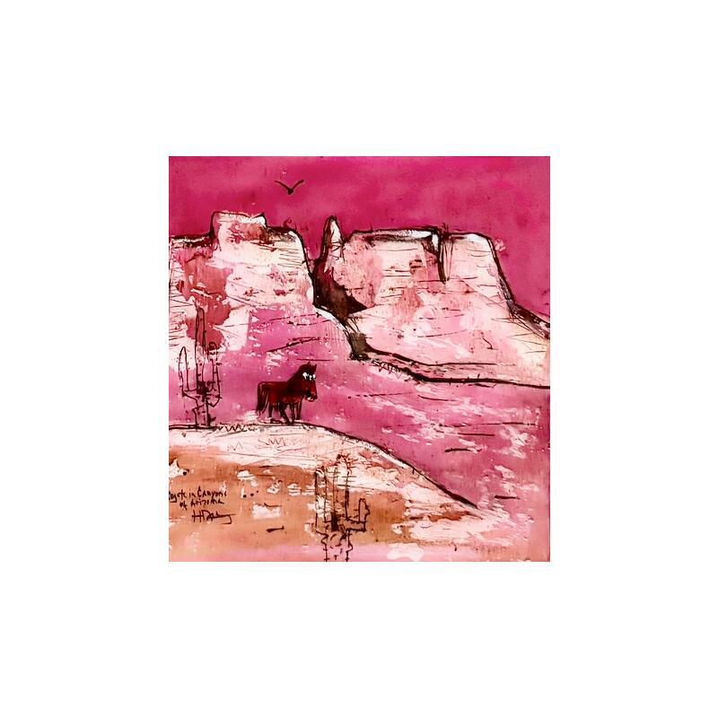 Painting The famous Pink Canyons by Maury Hervé | Painting Raw art Animals