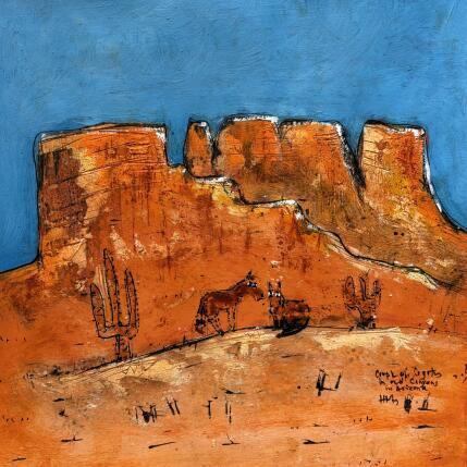 Peinture Happy coyotes in Red Canyons par Maury Hervé | Tableau Art Singulier Animaux