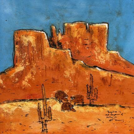 Peinture Javelinas family par Maury Hervé | Tableau Art Singulier Animaux