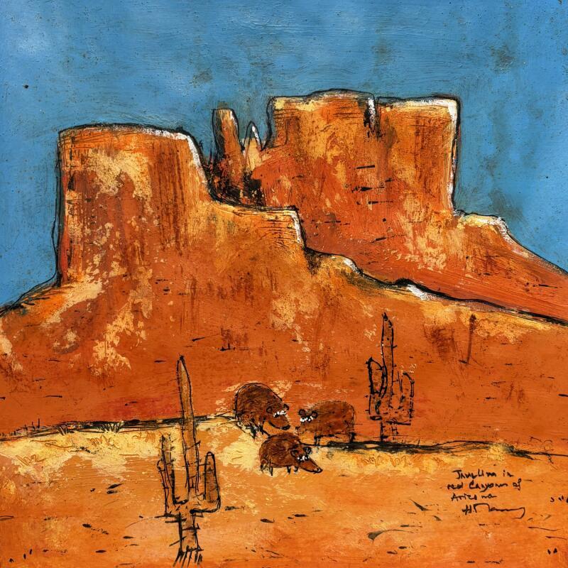 Painting Javelinas family by Maury Hervé | Painting Raw art Animals