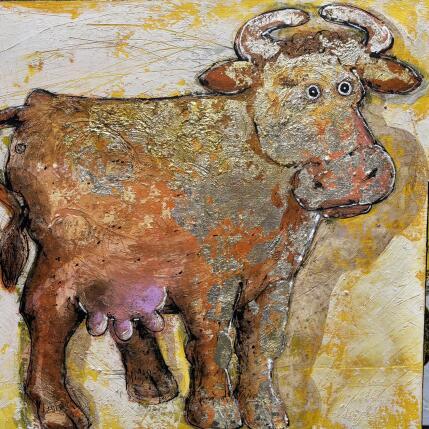 Peinture Golden Cow par Maury Hervé | Tableau Art Singulier Animaux