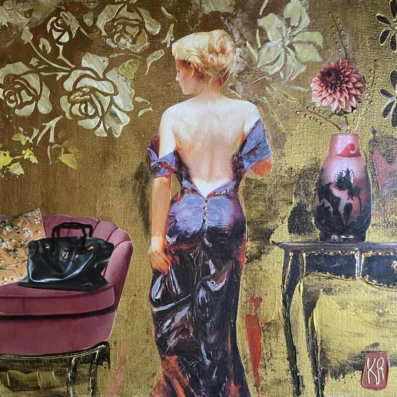 Painting Un soir d’octobre by Romanelli Karine | Painting Figurative Acrylic Gluing