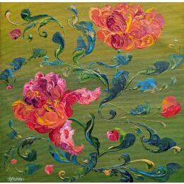 Painting Tulipes aux couleurs automnales by Amblard Florence | Painting