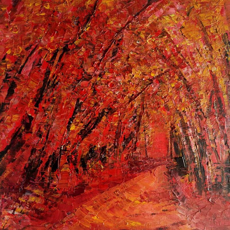 Peinture L'allée rouge par Levesque Emmanuelle | Tableau Huile