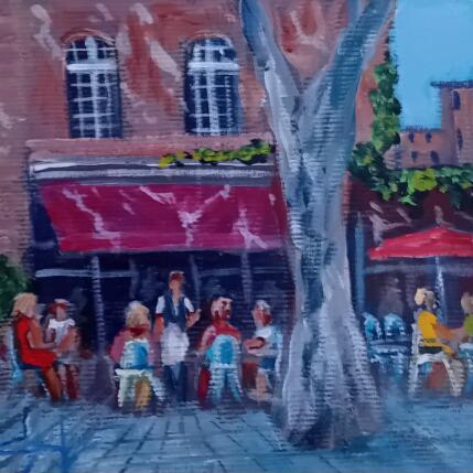 Peinture Pause midi place de l'archevêché à Aix en Provence par Degabriel Véronique | Tableau Impressionnisme Huile Paysages, Scènes de vie, Urbain