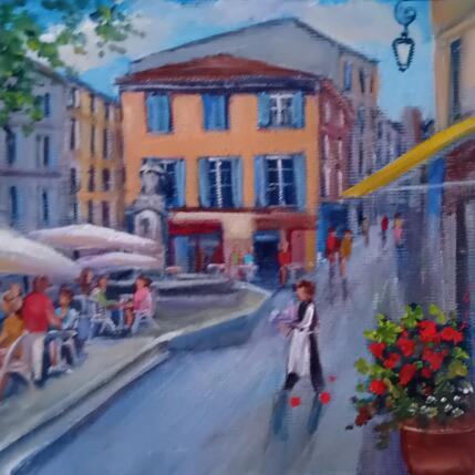 Peinture Petite pause en centre ville d'Aix en Provence par Degabriel Véronique | Tableau Figuratif Huile Paysages, Scènes de vie, Urbain