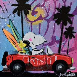Peinture Snoopy surf par Lemoine Mael | Tableau Pop-art Acrylique, Graffiti Icones Pop