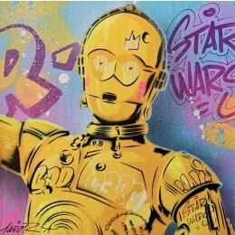 Painting C3PO by Lemoine Mael | Painting Pop-art Acrylic, Graffiti Pop icons