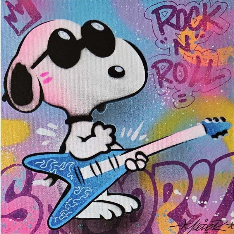 Painting Snoopy rock by Lemoine Mael | Painting Pop-art Pop icons Graffiti Acrylic