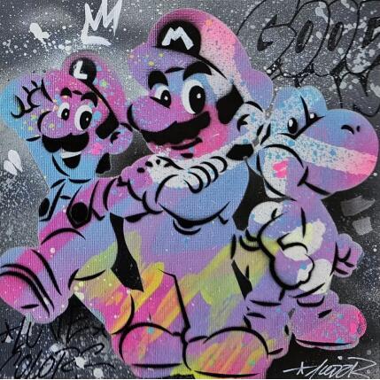 Painting Luigi Mario Yoshi by Lemoine Mael | Painting Pop-art Acrylic, Graffiti Pop icons