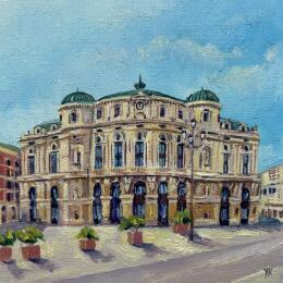 Painting Teatro Arriaga by Kochevykh Yulia | Painting Realism Oil Architecture, Urban