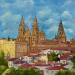 Peinture Cathédrale de Saint-Jacques-de-Compostelle par Kochevykh Yulia | Tableau Réalisme Paysages Urbain Architecture Huile