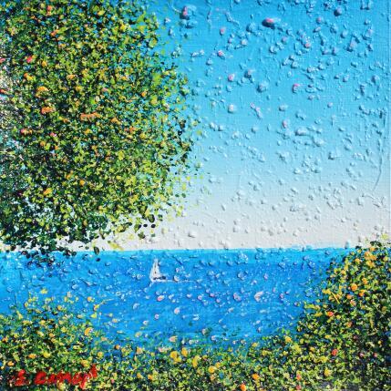 Peinture Le voilier solitaire par Dessapt Elika | Tableau Impressionnisme Acrylique, Sable