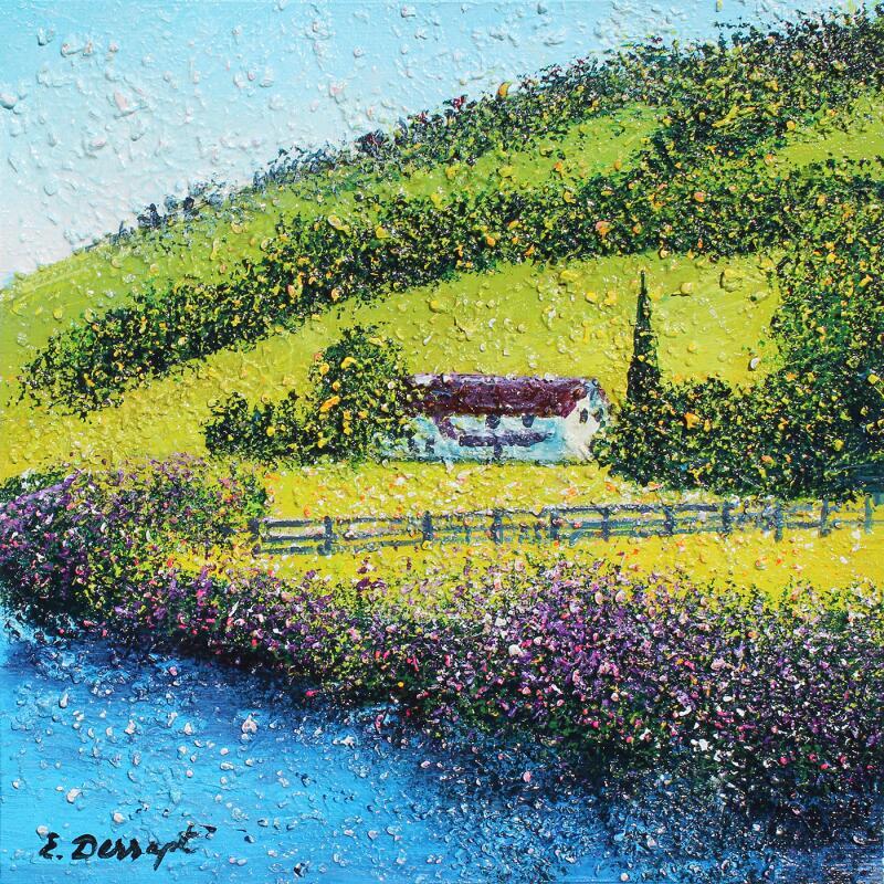 Painting La maison dans la prairie by Dessapt Elika | Painting Impressionism Acrylic Sand