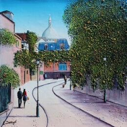 Peinture L'automne arrive doucement sur Montmartre par Dessapt Elika | Tableau Impressionnisme Acrylique, Sable